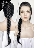Tomb Raider Lara Croft Jet Black Braided Lace Front Synthetic Hair Wig LF2520