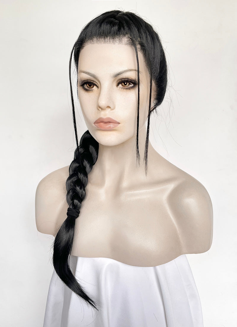 Tomb Raider Lara Croft Jet Black Braided Lace Front Synthetic Hair Wig LF2520
