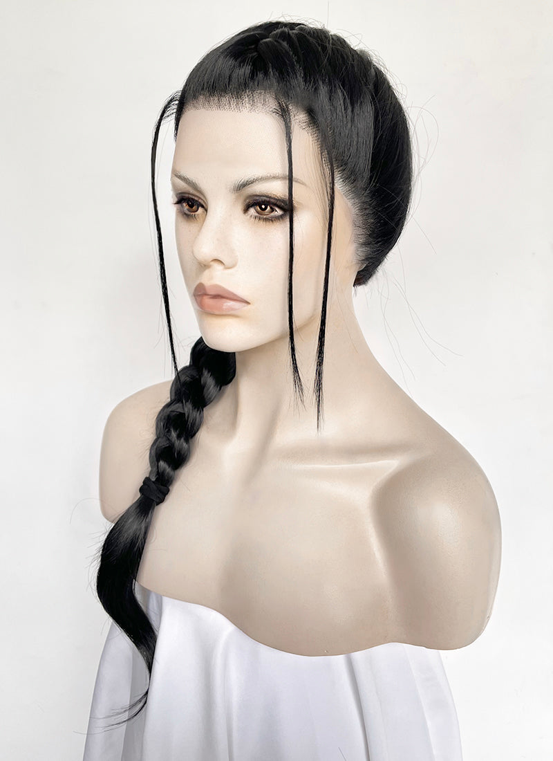 Tomb Raider Lara Croft Jet Black Braided Lace Front Synthetic Hair Wig LF2520