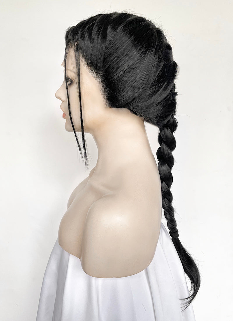 Tomb Raider Lara Croft Jet Black Braided Lace Front Synthetic Hair Wig LF2520