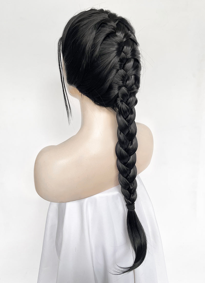 Tomb Raider Lara Croft Jet Black Braided Lace Front Synthetic Hair Wig LF2520