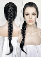Tomb Raider Lara Croft Jet Black Braided Lace Front Synthetic Hair Wig LF2520