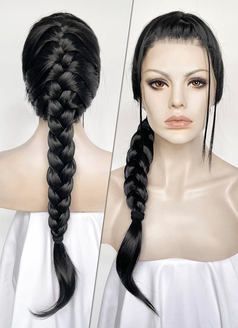 Tomb Raider Lara Croft Jet Black Braided Lace Front Synthetic Hair Wig LF2520