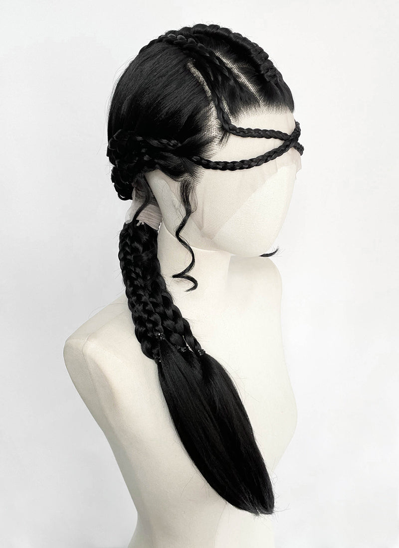 Star Wars: The Mandalorian Koska Reeves Yaki Black Braided 13" x 6" Lace Top Synthetic Wig LF2523
