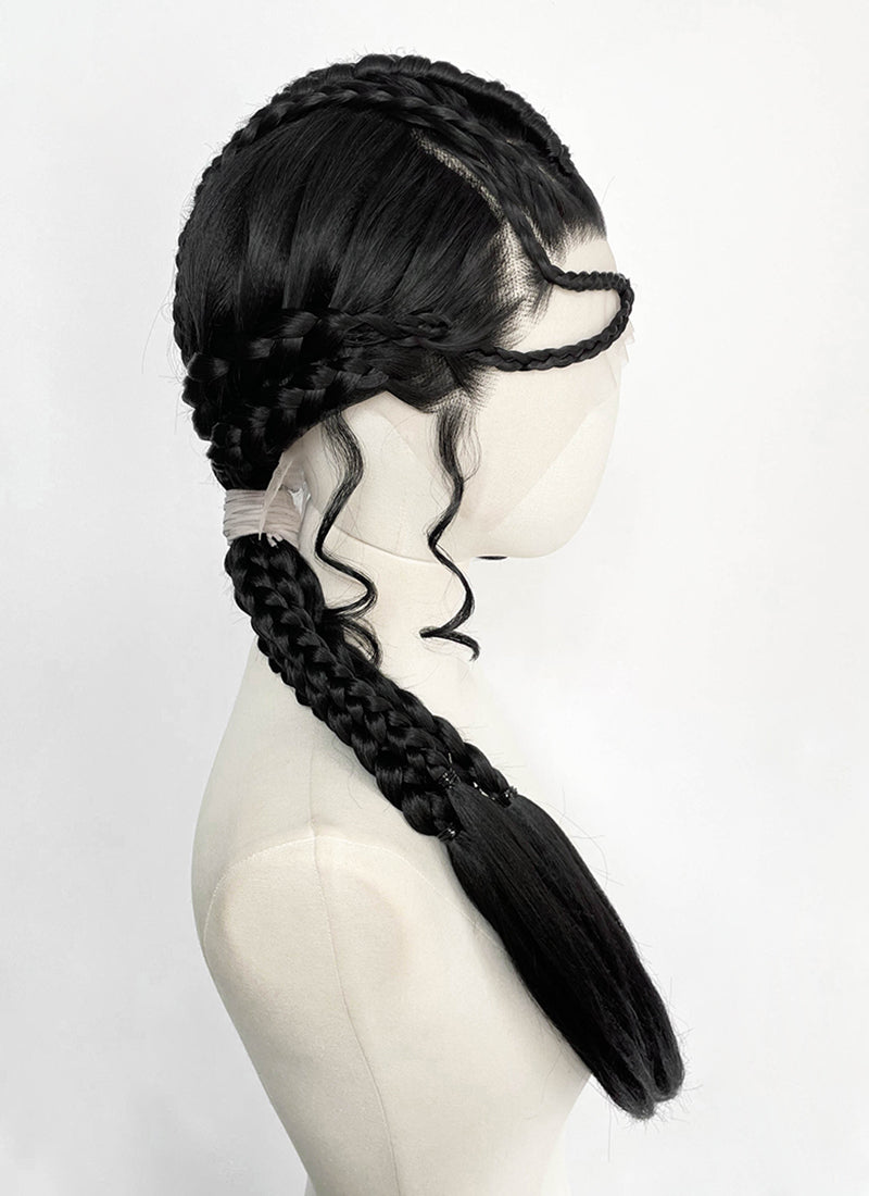 Star Wars: The Mandalorian Koska Reeves Yaki Black Braided 13" x 6" Lace Top Synthetic Wig LF2523
