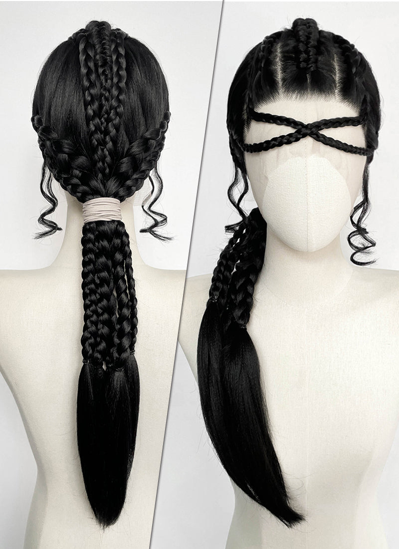 Star Wars: The Mandalorian Koska Reeves Yaki Black Braided 13" x 6" Lace Top Synthetic Wig LF2523