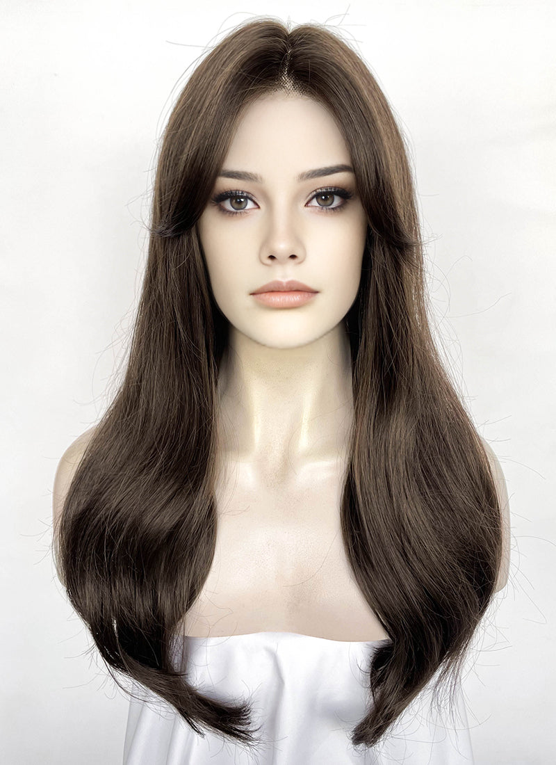 Fallout Lucy Maclean Brown Curtain Bangs Wavy Lace Front Synthetic Wig LF3290A