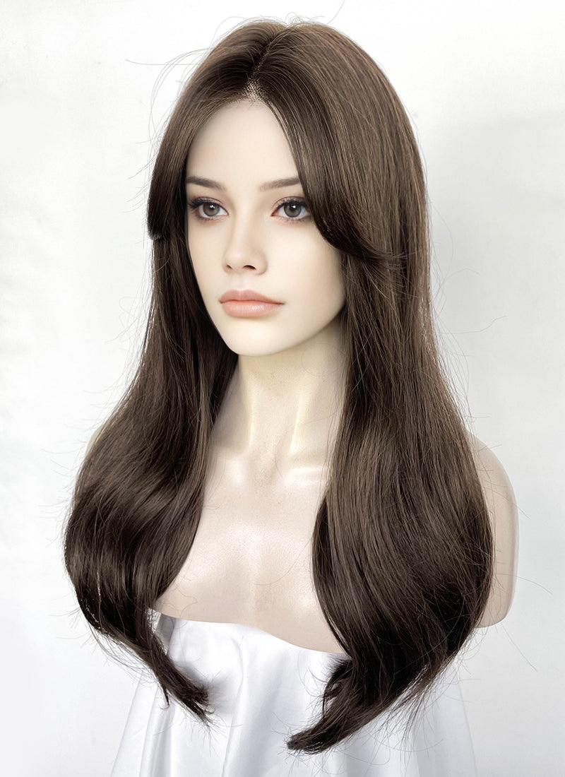 Fallout Lucy Maclean Brown Curtain Bangs Wavy Lace Front Synthetic Wig LF3290A