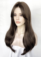 Fallout Lucy Maclean Brown Curtain Bangs Wavy Lace Front Synthetic Wig LF3290A