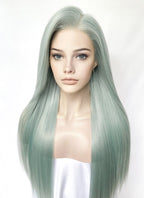 Ash Light Green Straight Lace Front Kanekalon Synthetic Wig LF3327