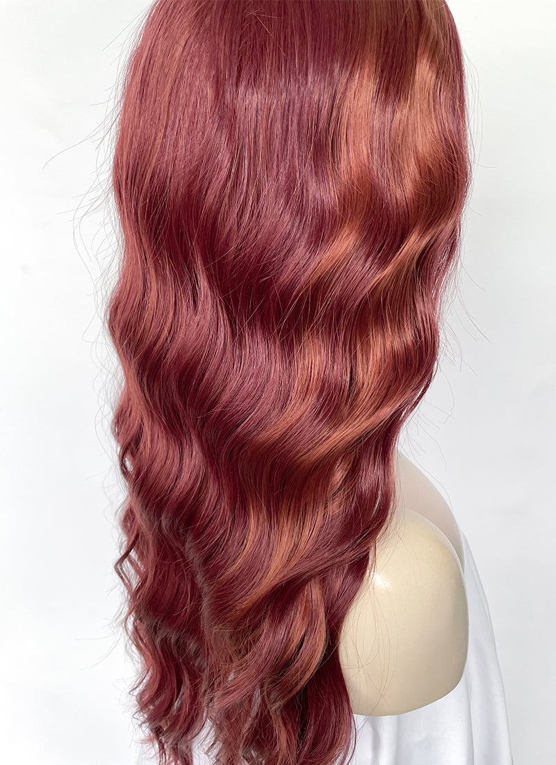 Ginger Mixed Burgundy Red Wavy Lace Front Kanekalon Synthetic Hair Wig LF3334