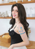 Brunette Curtain Bangs Wavy Lace Front Synthetic Hair Wig LF3337