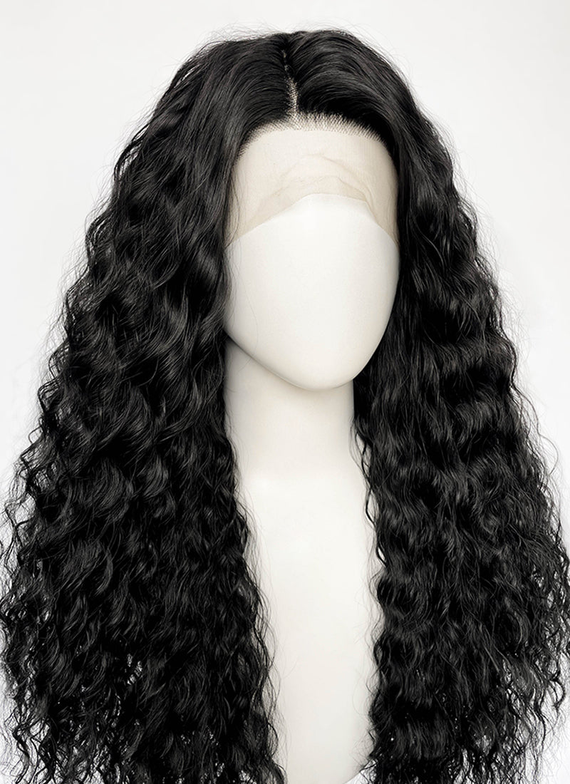 Moana Natural Black Curly Lace Front Synthetic Hair Wig LF3358