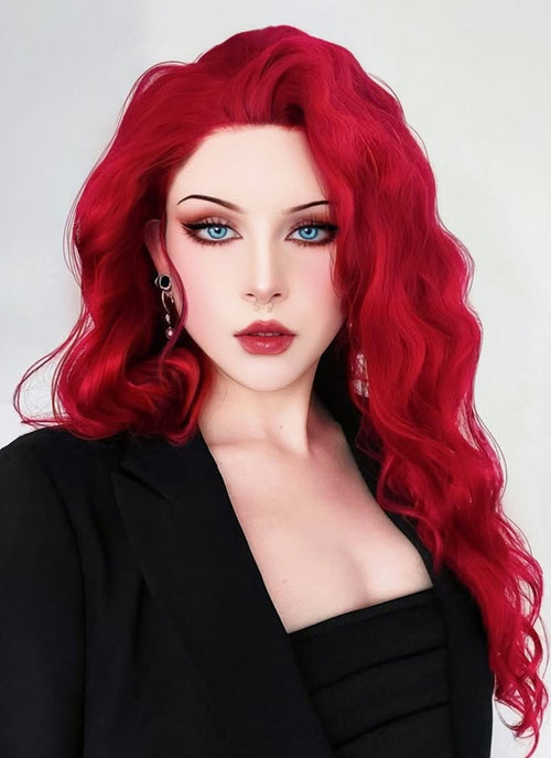Wavy Red Lace Front Synthetic Wig LF355