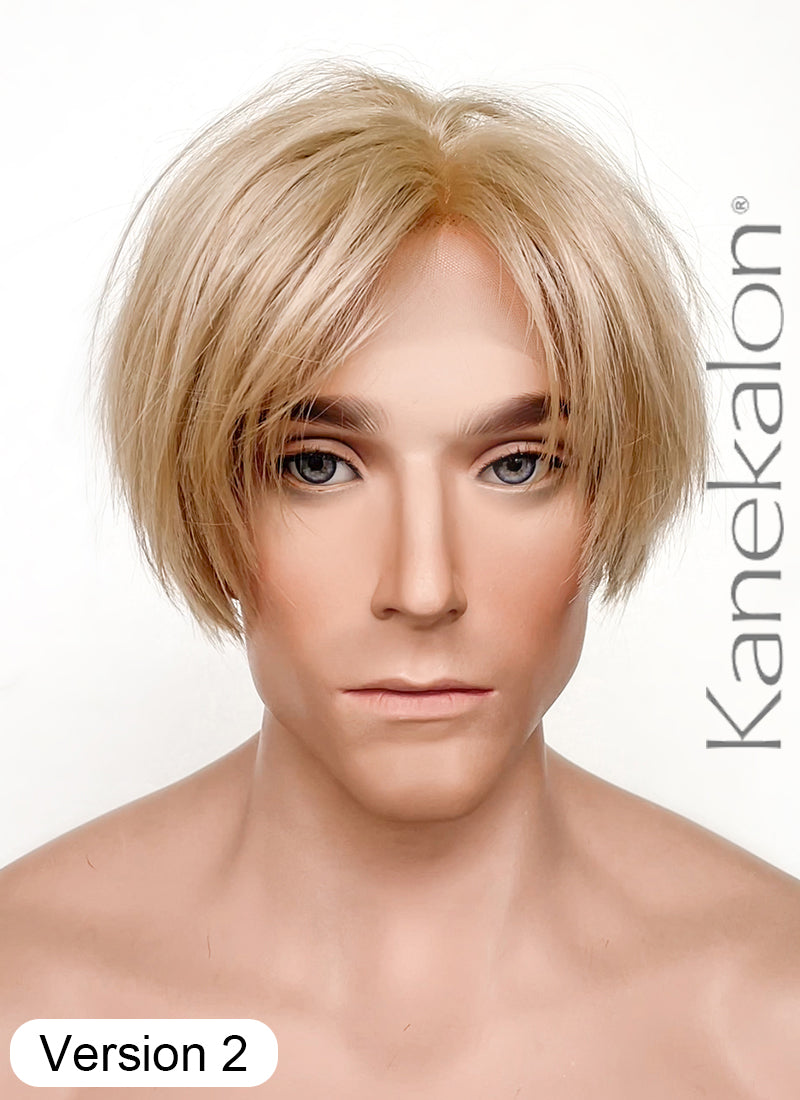 Resident Evil 4 Leon S. Kennedy Brunette Blonde Straight Lace Front Kanekalon Synthetic Men's Wig LF6009