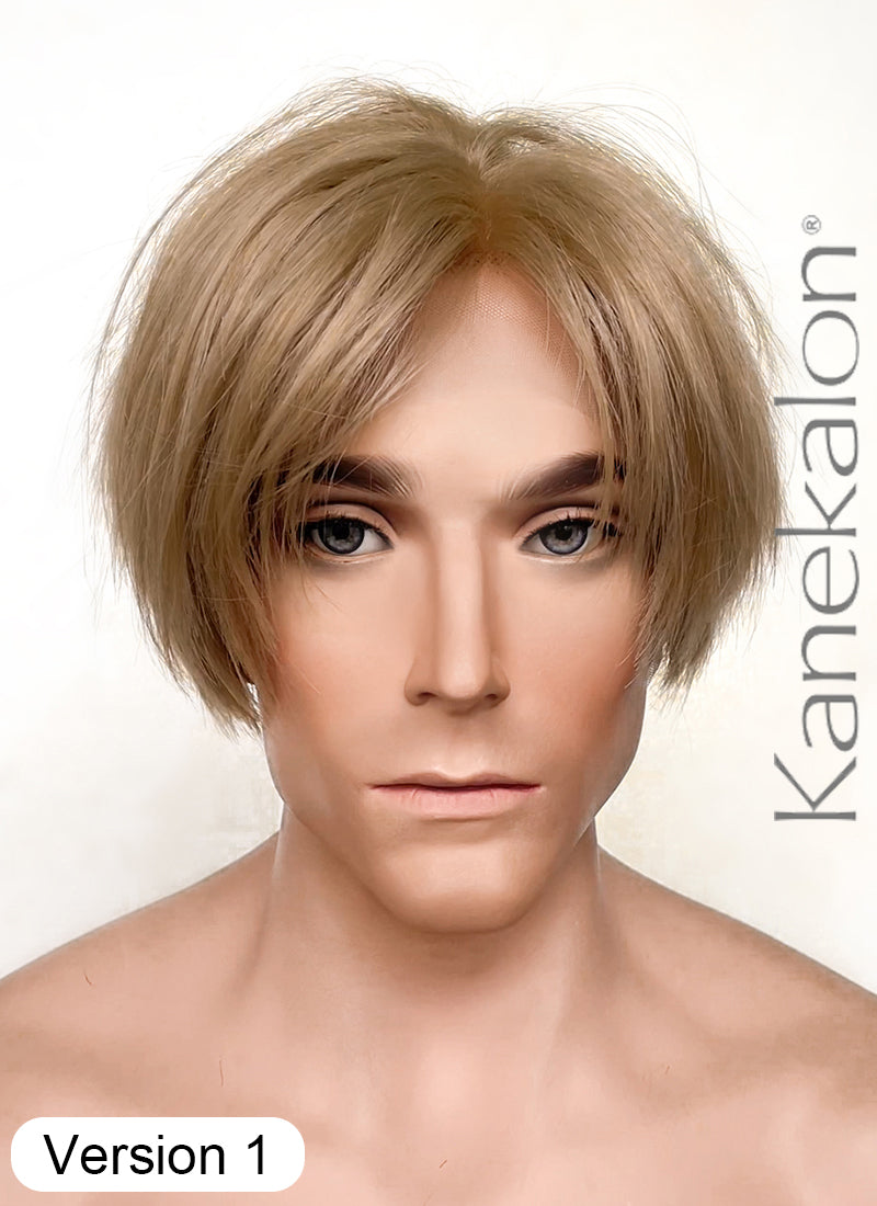 Resident Evil 4 Leon S. Kennedy Brunette Blonde Straight Lace Front Kanekalon Synthetic Men's Wig LF6009