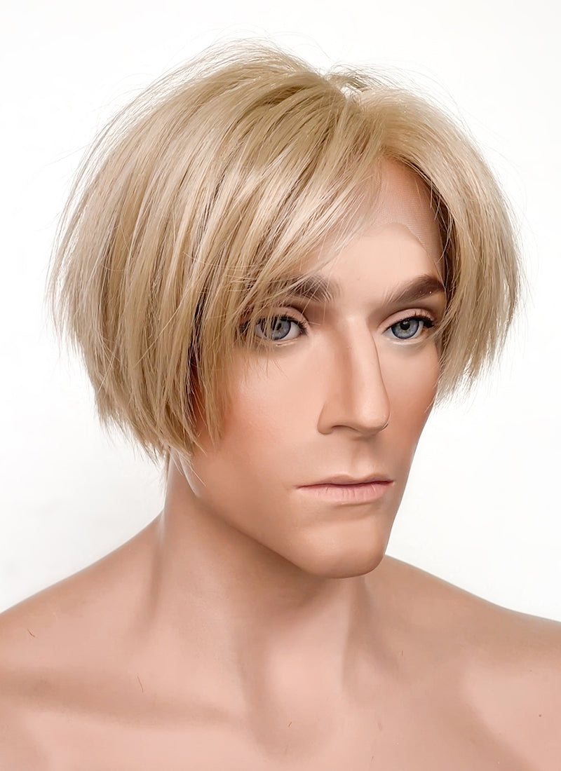 Resident Evil 4 Leon S. Kennedy Brunette Blonde Straight Lace Front Kanekalon Synthetic Men's Wig LF6009