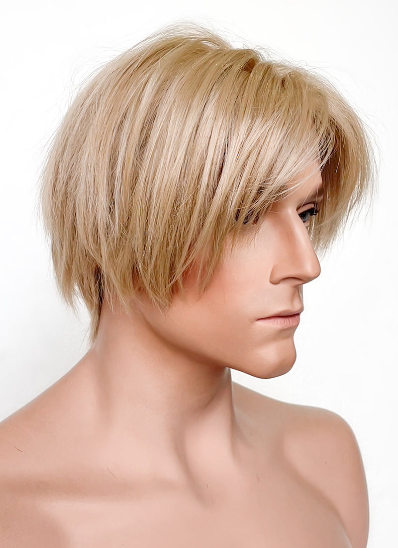 Resident Evil 4 Leon S. Kennedy Brunette Blonde Straight Lace Front Kanekalon Synthetic Men's Wig LF6009
