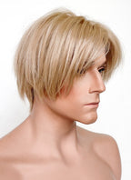 Resident Evil 4 Leon S. Kennedy Brunette Blonde Straight Lace Front Kanekalon Synthetic Men's Wig LF6009