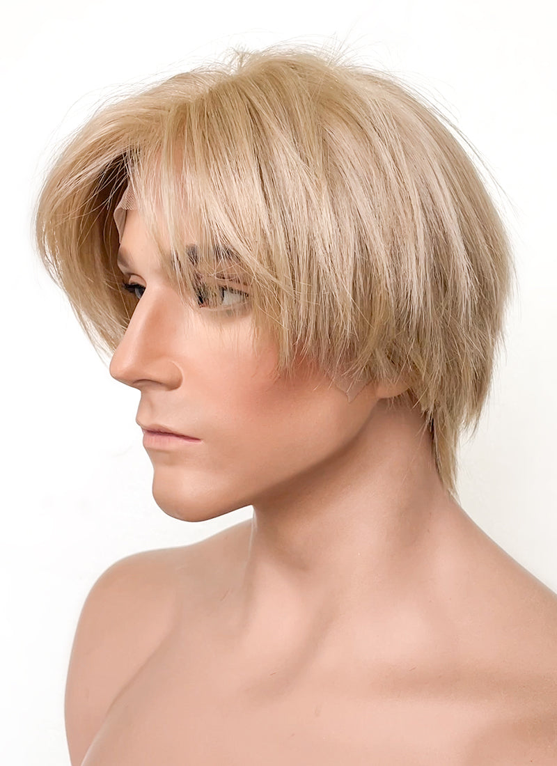Resident Evil 4 Leon S. Kennedy Brunette Blonde Straight Lace Front Kanekalon Synthetic Men's Wig LF6009