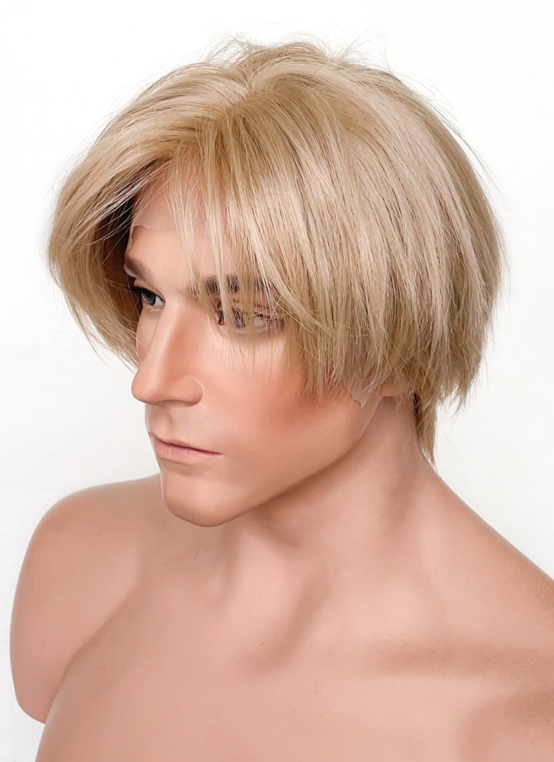 Resident Evil 4 Leon S. Kennedy Brunette Blonde Straight Lace Front Kanekalon Synthetic Men's Wig LF6009