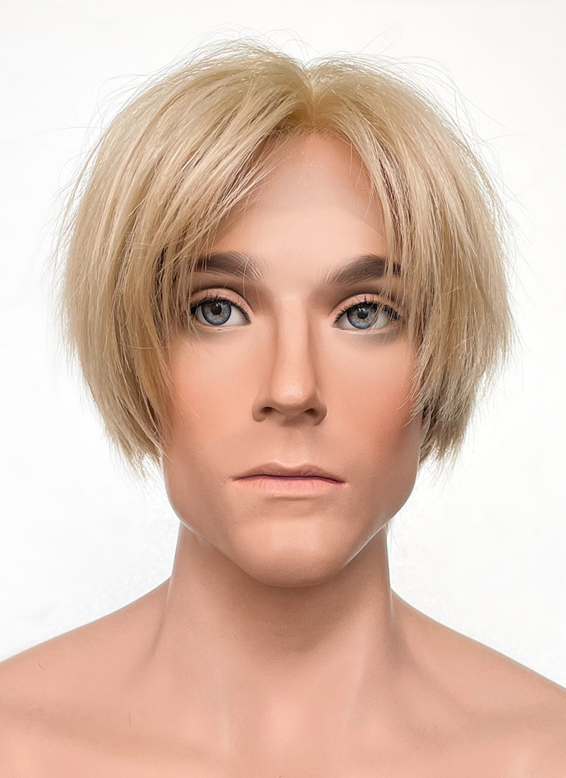 Resident Evil 4 Leon S. Kennedy Brunette Blonde Straight Lace Front Kanekalon Synthetic Men's Wig LF6009