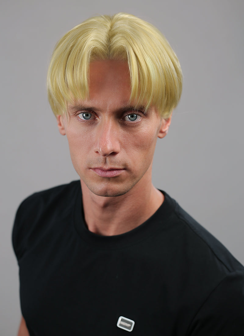 Golden Blonde Straight Lace Front Synthetic Men's Wig NM036