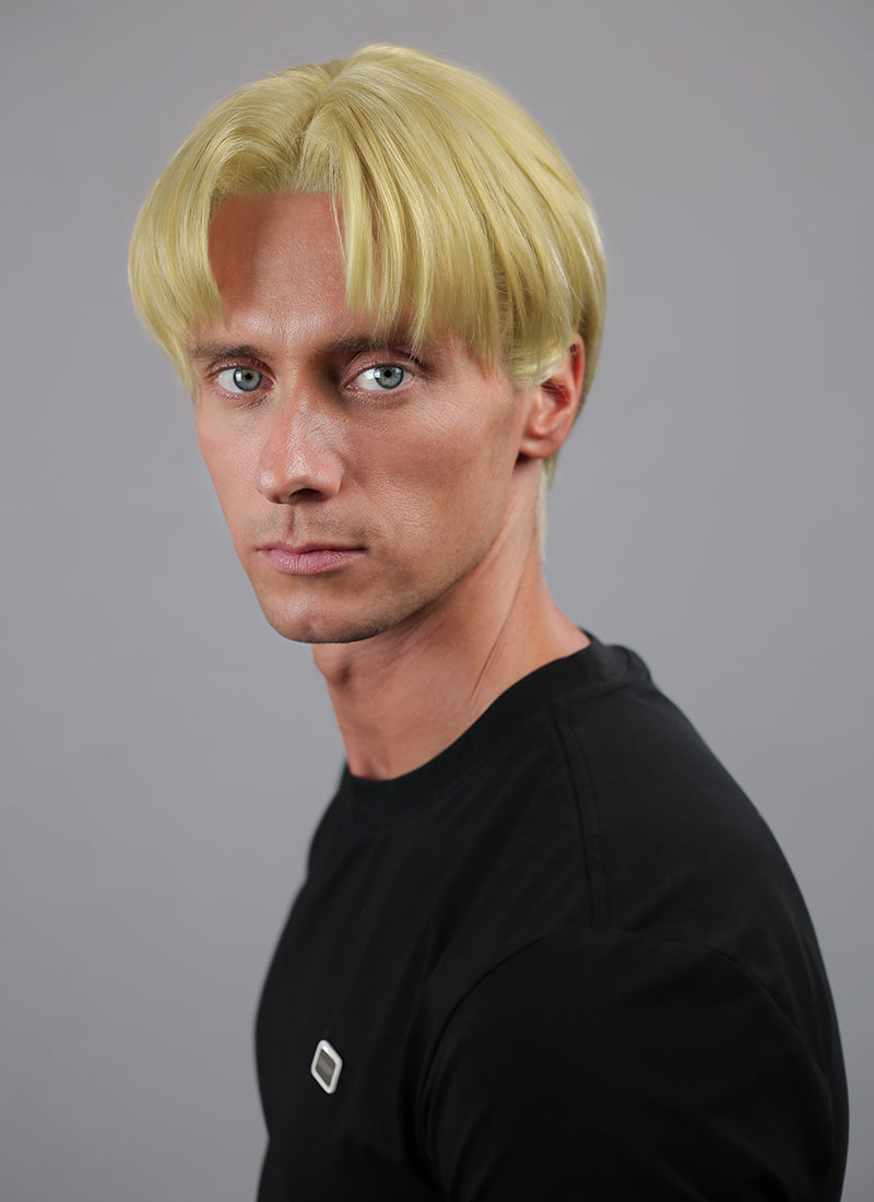 Golden Blonde Straight Lace Front Synthetic Men's Wig NM036