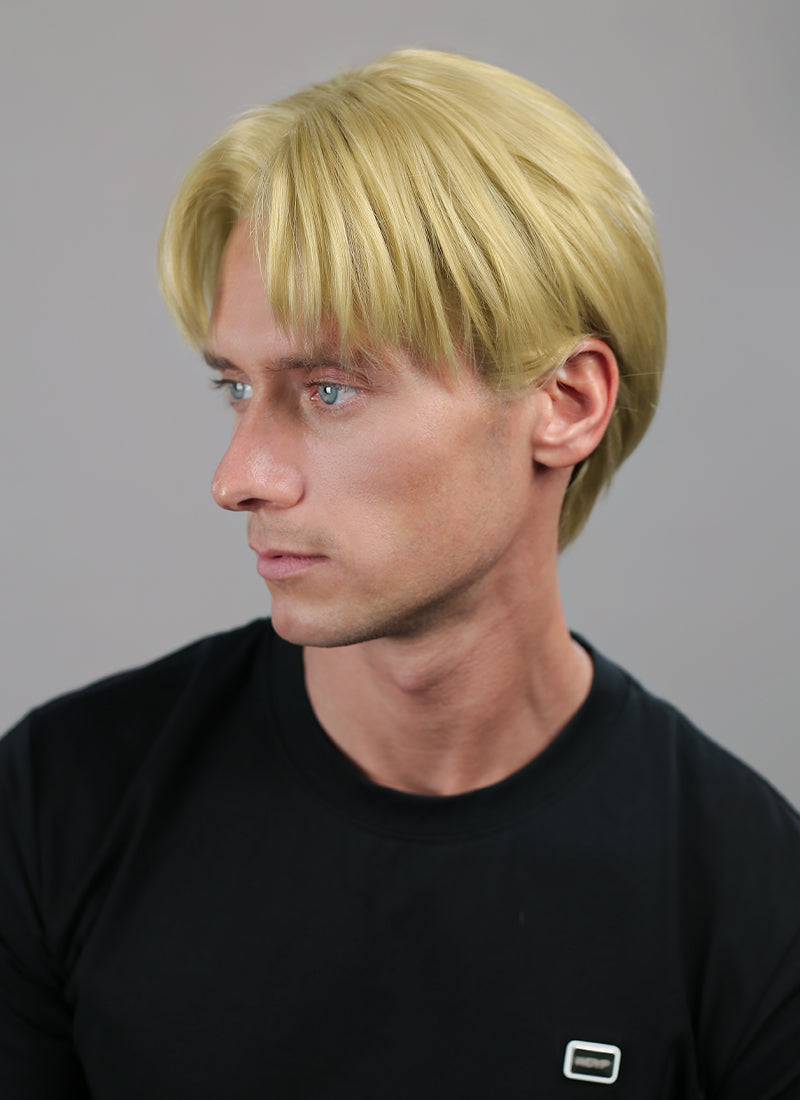 Golden Blonde Straight Lace Front Synthetic Men's Wig NM036