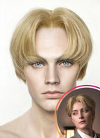 Golden Blonde Straight Lace Front Synthetic Men's Wig LF6020A