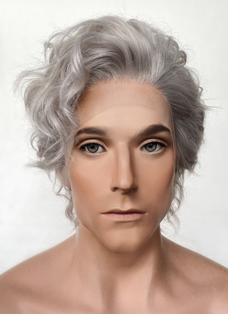 Baldur's Gate 3 Astarion Grey Curly Lace Front Synthetic Men's Wig LF6033