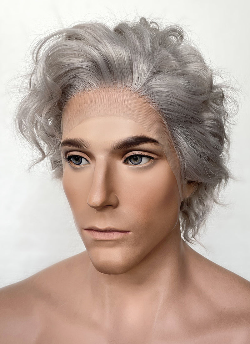 Baldur's Gate 3 Astarion Grey Curly Lace Front Synthetic Men's Wig LF6033