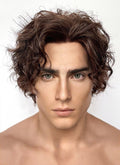 Wonka Timothee Chalamet Brunette Spiral Curly Lace Front Synthetic Hair Men's Wig LF6054