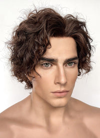 Wonka Timothee Chalamet Brunette Spiral Curly Lace Front Synthetic Hair Men's Wig LF6054