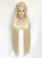 Hazbin Hotel Lilith Light Blonde Yaki Straight Lace Front Synthetic Wig LF6071