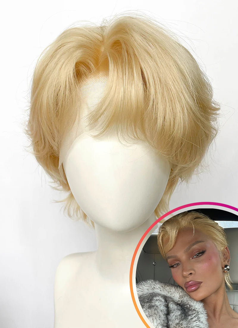 Blonde Wavy Lace Front Synthetic Men's Wig LF6111