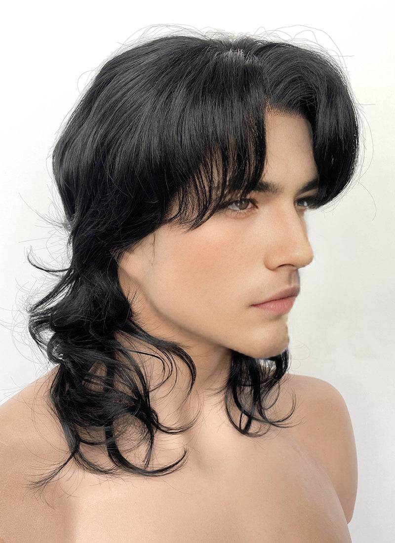 Black Wavy Lace Front Synthetic Men's Wig LF6113