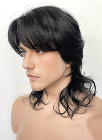 Black Wavy Lace Front Synthetic Men's Wig LF6113