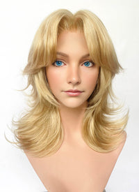 Marvel Rivals  Invisible Woman Blonde Curtain Bangs Wavy Lace Front Synthetic Wig LF6114