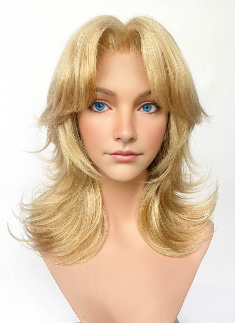 Marvel Rivals  Invisible Woman Blonde Curtain Bangs Wavy Lace Front Synthetic Wig LF6114