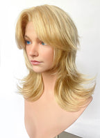 Marvel Rivals  Invisible Woman Blonde Curtain Bangs Wavy Lace Front Synthetic Wig LF6114