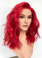 Red Wavy Lace Front Synthetic Hair Wig LF6115