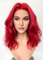 Red Wavy Lace Front Synthetic Hair Wig LF6115