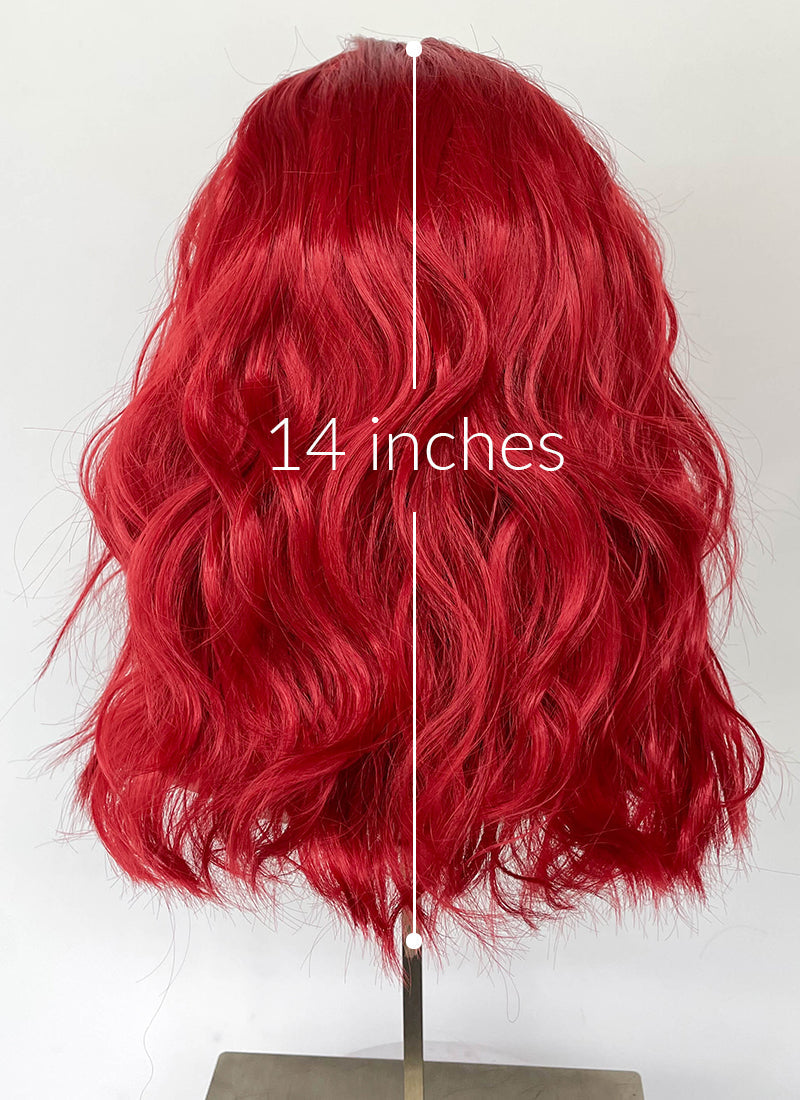 Red Wavy Lace Front Synthetic Hair Wig LF6115