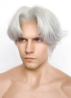 Devil May Cry Dante Silver Grey Wavy Lace Front Synthetic Men's Wig LF6116