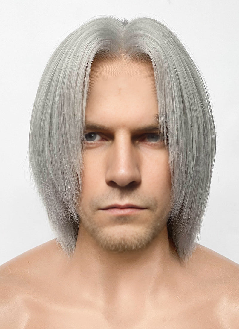 Devil May Cry Dante Grey Straight Yaki Lace Front Synthetic Men's Wig LF6117