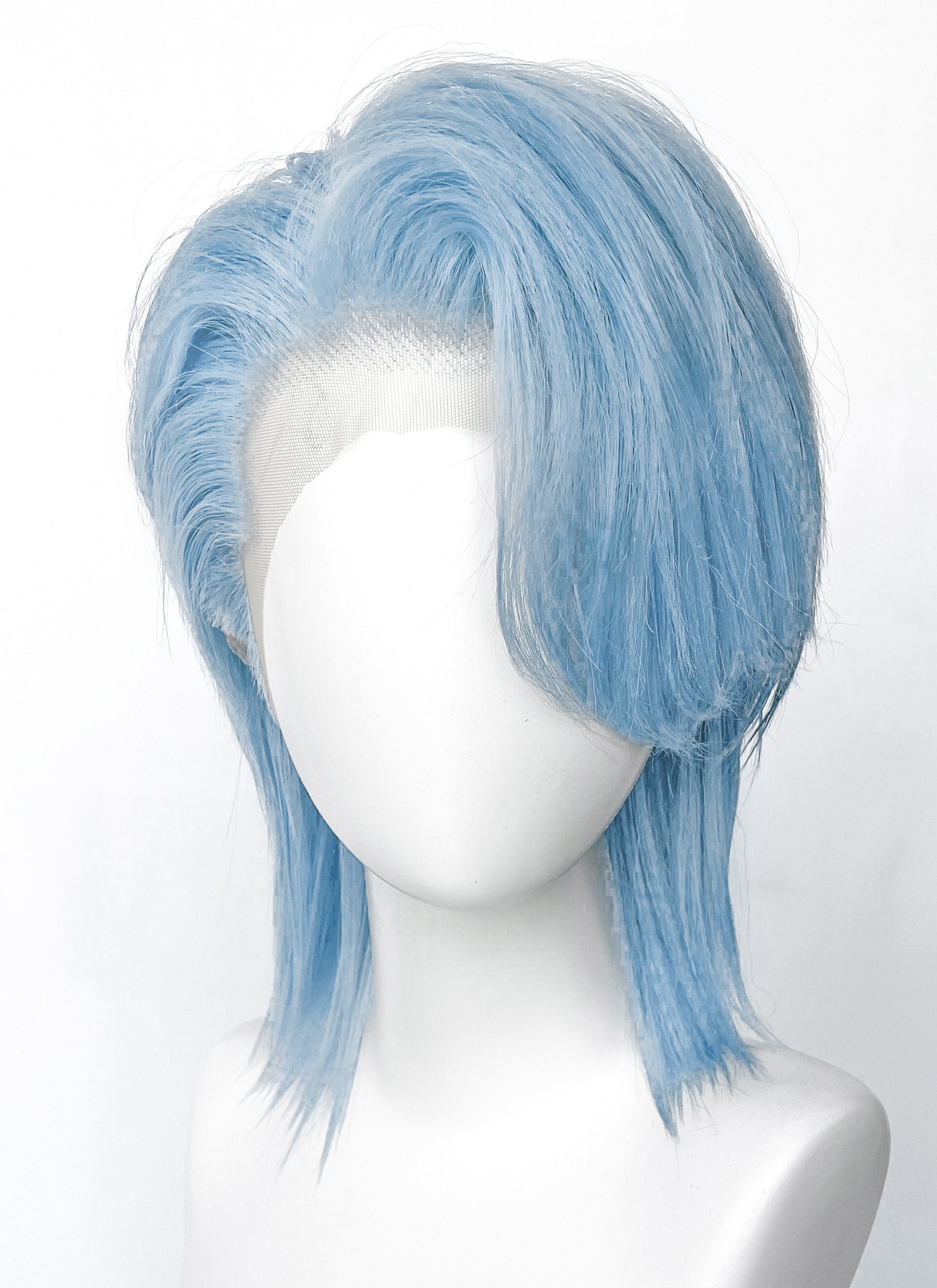 Kpop Pastel Blue Straight Lace Front Synthetic Men's Wig LF6132