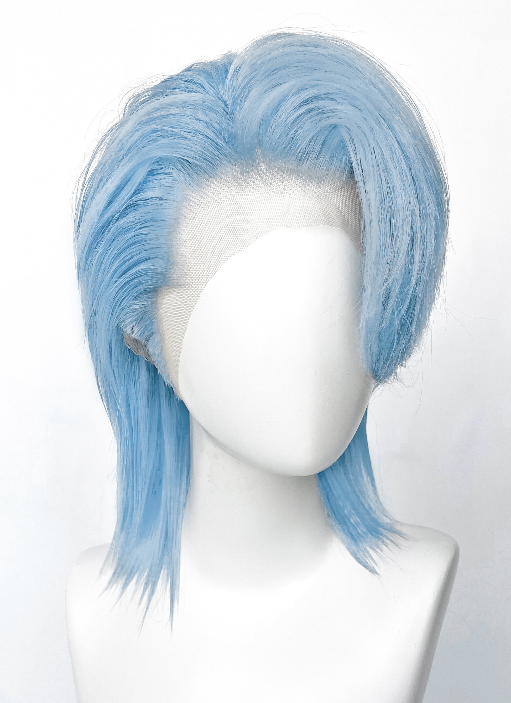 Kpop Pastel Blue Straight Lace Front Synthetic Men's Wig LF6132