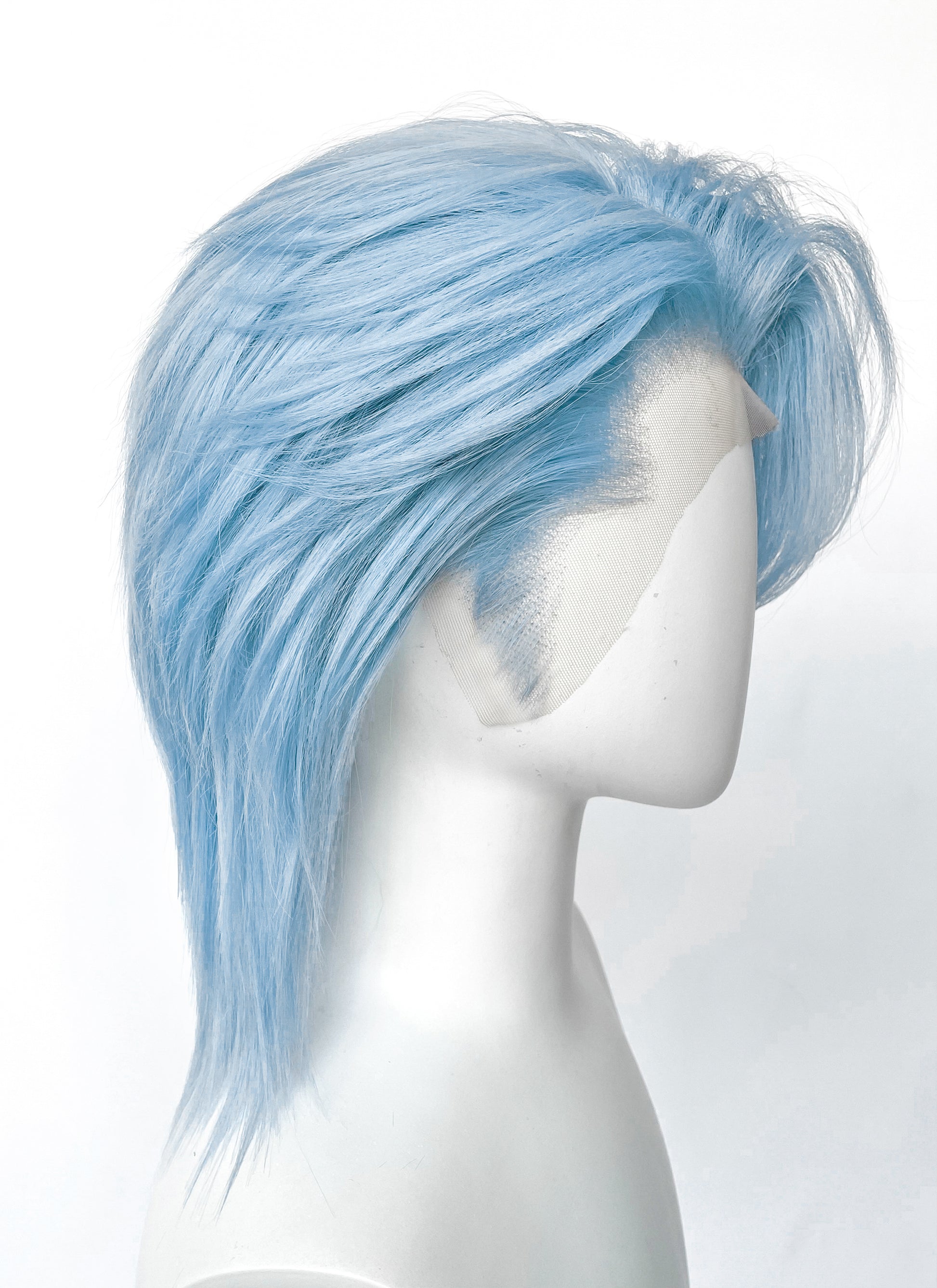 Kpop Pastel Blue Straight Lace Front Synthetic Men's Wig LF6132