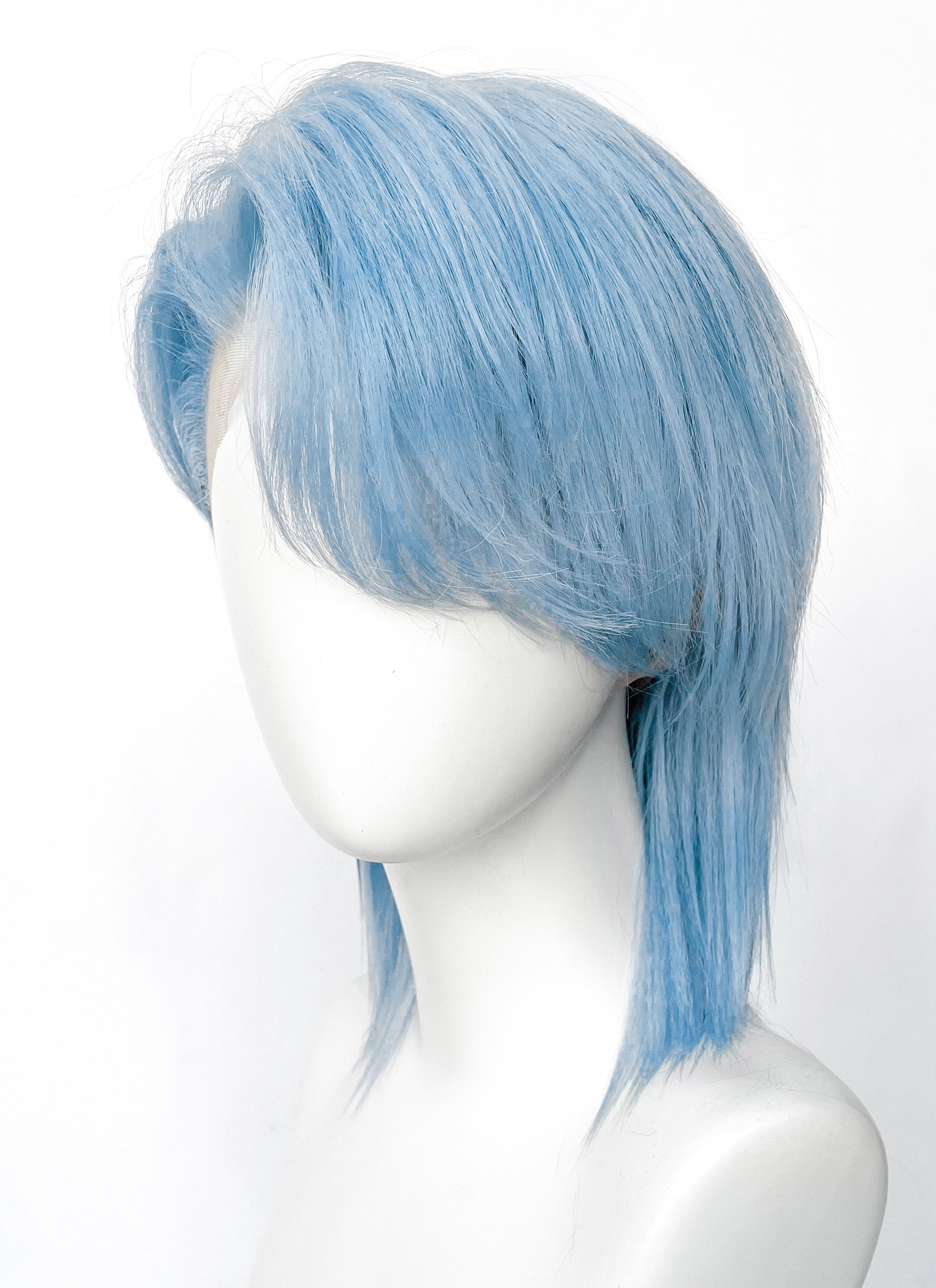Kpop Pastel Blue Straight Lace Front Synthetic Men's Wig LF6132
